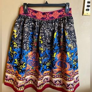 Colorful, fun print A Line skirt.